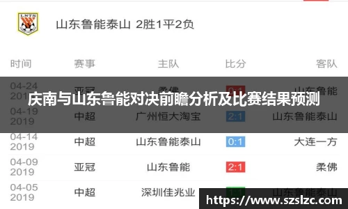 庆南与山东鲁能对决前瞻分析及比赛结果预测